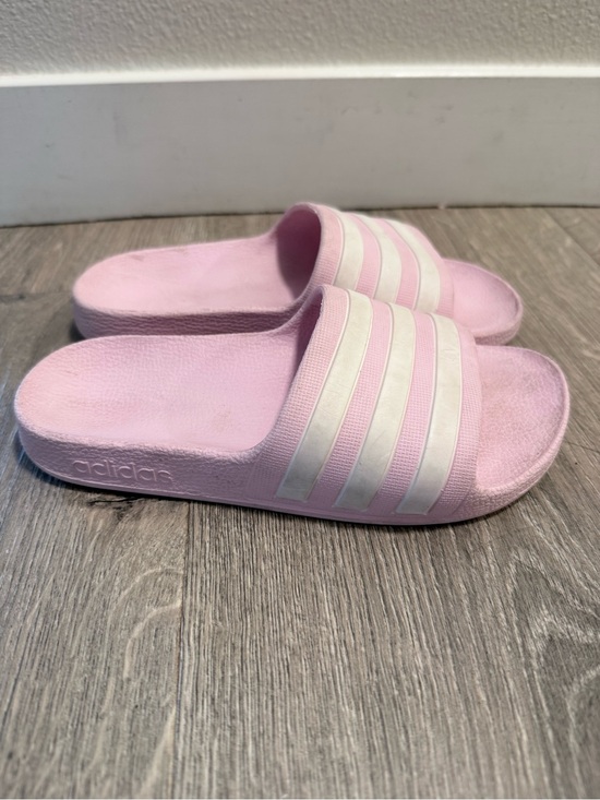 adidas Other - adidas Pink Slide Sandals with White Stripes - Kids